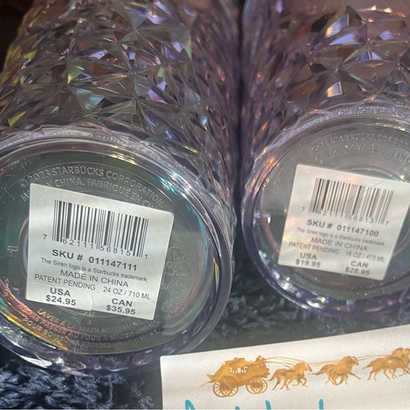Starbucks Christmas Clear Diamond Prism Crystal Venti 24oz & 16oz Tumblers - Picture 2 of 3